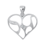 Silver CZ Pendant - Heart