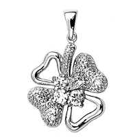 Silver CZ Pendant - Flower