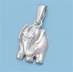 Silver Pendant W/ CZ - Elephant