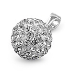 Silver Pendant w/ White Clear Crystal - 10mm