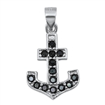 Silver Pendant W/ CZ - Anchor