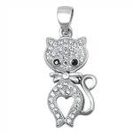 Silver Pendant W/ CZ - Cat