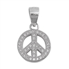 Silver Pendant W/ CZ - Peace Sign