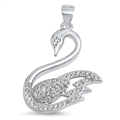 Silver Pendant W/ CZ - Swan