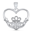 Silver Claddagh Pendant W/ CZ