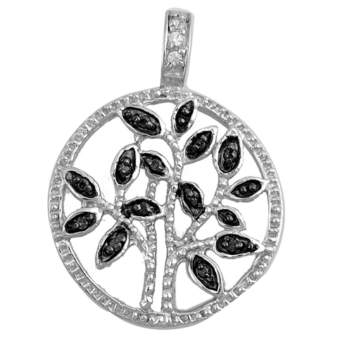 Silver Pendant W/ CZ - Tree