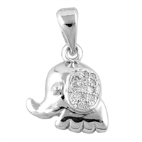 Silver Pendant W/ CZ - Elephant