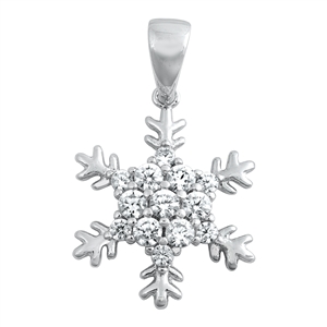 Silver CZ Pendant - Snowflake