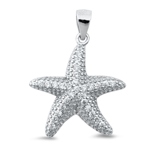 Silver CZ Pendant - Starfish