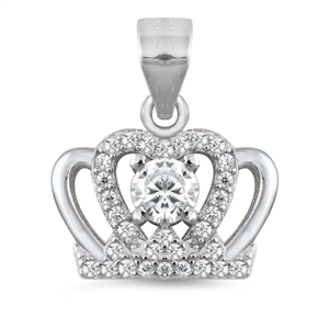 Silver CZ Pendant - Crown