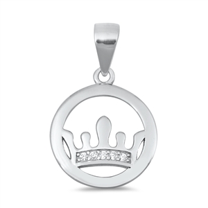 Silver CZ Pendant - Crown