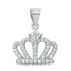 Silver CZ Pendant - Crown