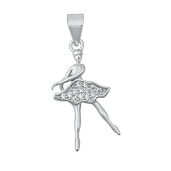 Silver CZ Pendant - Ballerina