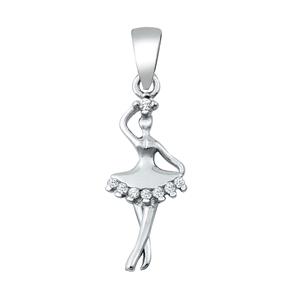 Silver CZ Pendant - Ballerina