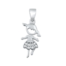 Silver CZ Pendant - Little Girl