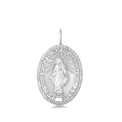 Silver CZ Pendant - Mother Mary