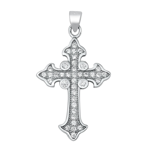 Silver CZ Pendant - Medieval Cross