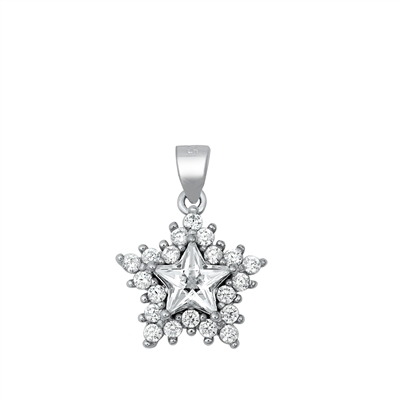 Silver CZ Pendant - Star