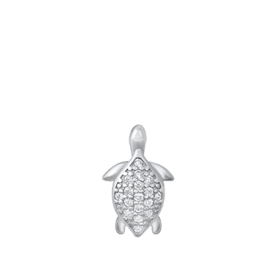 Silver CZ Pendant - Turtle