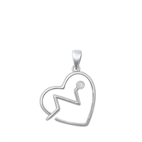 Silver CZ Pendant - Heart Lifeline