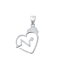 Silver CZ Pendant - Nurse Heart Lifeline