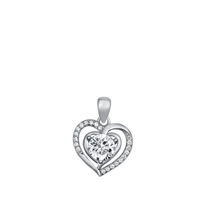 Silver CZ Pendant - Heart