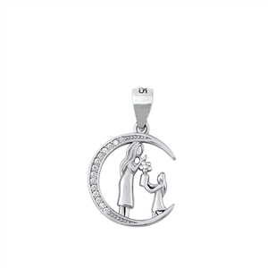 Silver CZ Pendant - Mother