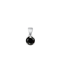 Silver CZ Solitaire Pendant - Black CZ