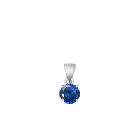 Silver CZ Solitaire Pendant - Blue Sapphire CZ