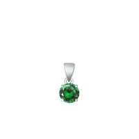 Silver CZ Solitaire Pendant - Emerald CZ