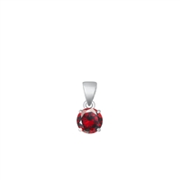 Silver CZ Solitaire Pendant - Garnet CZ