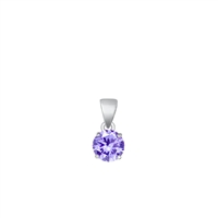 Silver CZ Solitaire Pendant - Lavender CZ