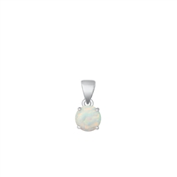 Silver Lab Opal Solitaire Pendant