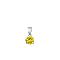 Silver CZ Solitaire Pendant - Yellow CZ