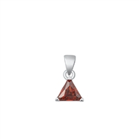 Silver CZ Solitaire Pendant - Garnet CZ