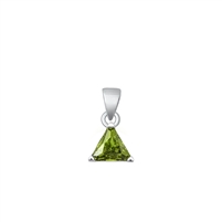 Silver CZ Solitaire Pendant - Peridot CZ