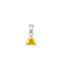 Silver Solitaire CZ Pendant - Yellow CZ