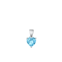 Silver CZ Solitaire Pendant - Aquamarine CZ