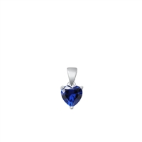 Silver CZ Solitaire Pendant - Blue Sapphire CZ