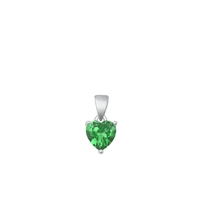 Silver CZ Solitaire Pendant - Emerald CZ