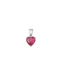 Silver CZ Solitaire Pendant - Ruby CZ