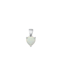 Silver Solitaire Pendant - White Lab Opal