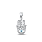 Silver CZ Pendant - Hamsa & Evil Eye