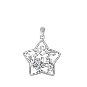 Silver CZ Pendant - Hope & Star