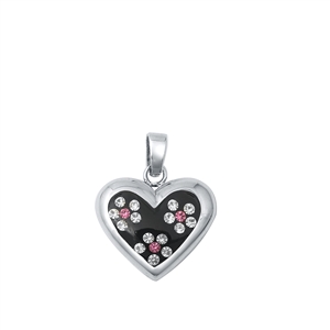 Silver CZ Pendant - Heart