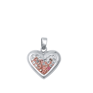 Silver CZ Pendant - Heart