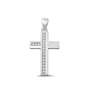 Silver CZ Pendant - Cross