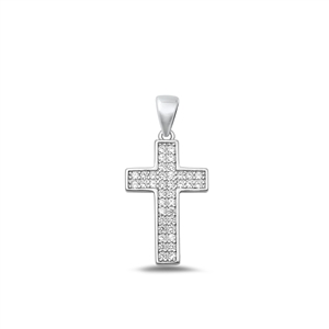 Silver CZ Pendant - Cross