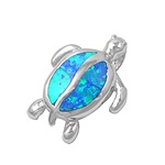 Silver Lab Opal Pendant - Turtle