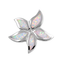 Silver Lab Opal Pendant - Flower